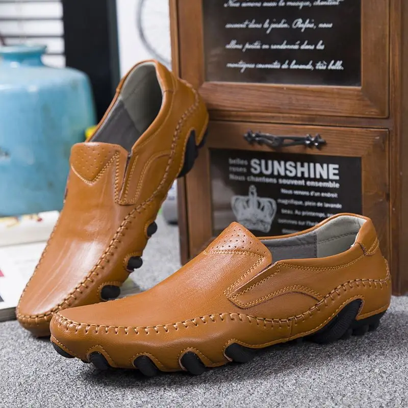 

Men'S Brown Loafers Casual Tessels British Shoes Leather Driving Flats Shoe Mens Hot Slip On Men Cshoes