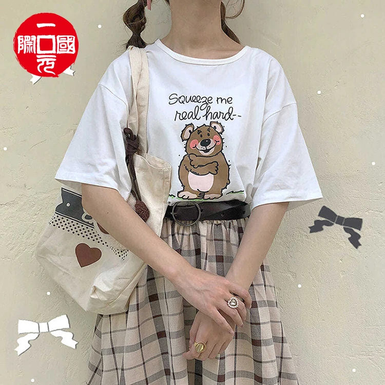 

Summer new short-sleeved t-shirt female student print loose top