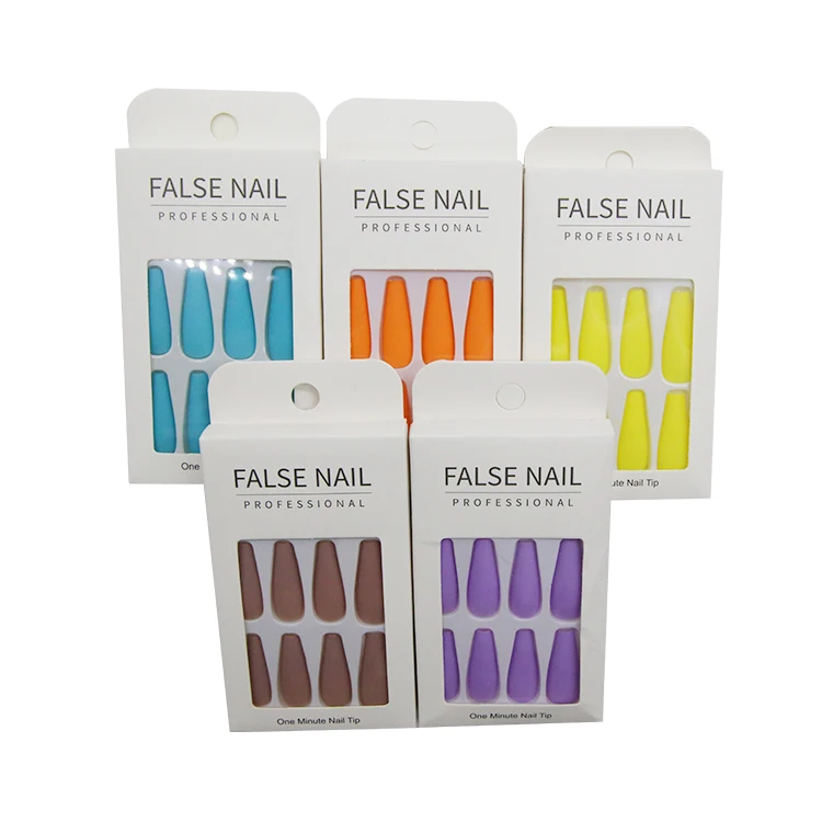 

Low Price New French Artificial Gel Tips Color Fingernails Manicure Ballerina Full Cover Coffin Press On False Nails