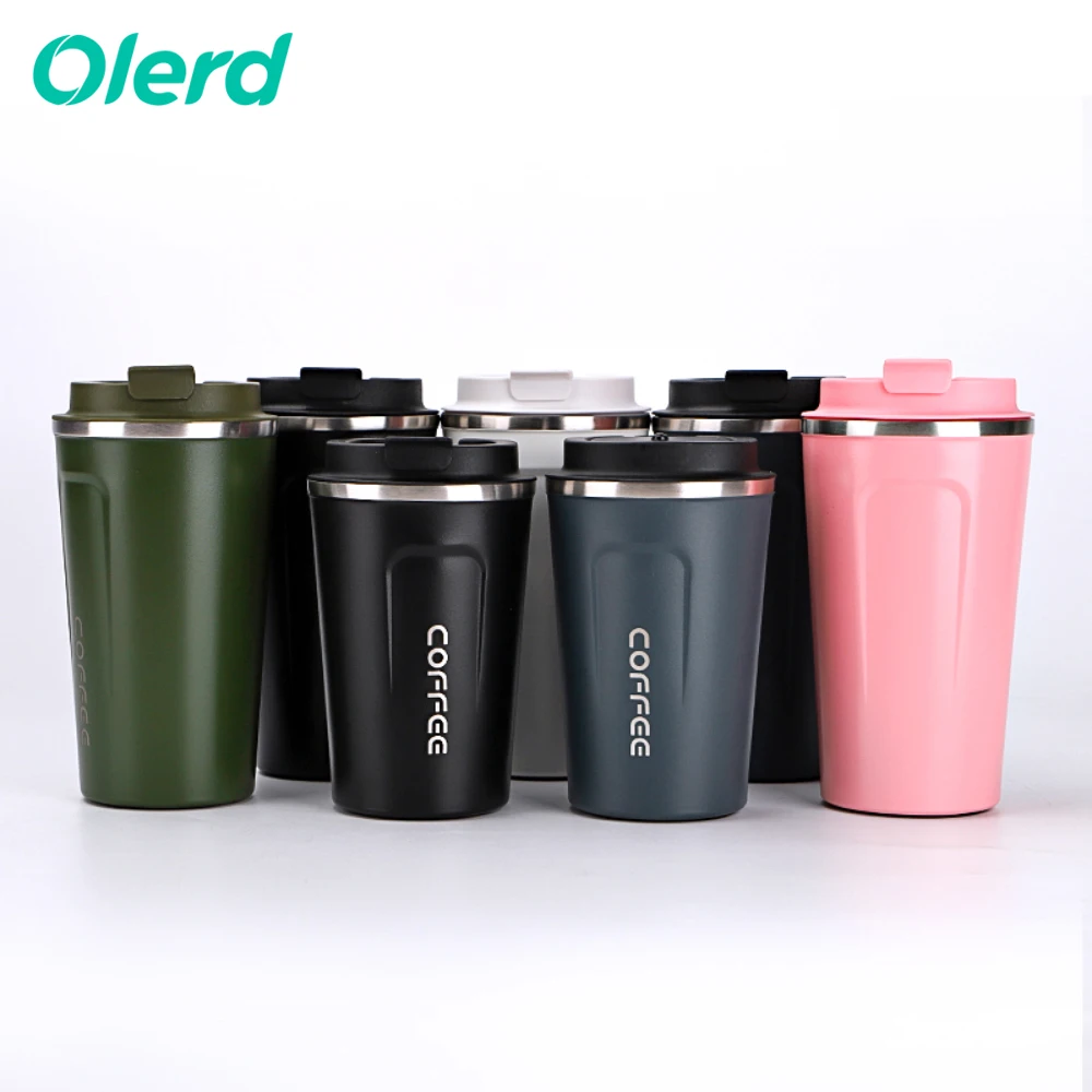 

OLERD 380ml 510ml Eco-friendly Double Walled Stainless Steel Travel Coffee Mug Vacuum Insulated Reusable Coffee Tumbler Cup, Customized color acceptable