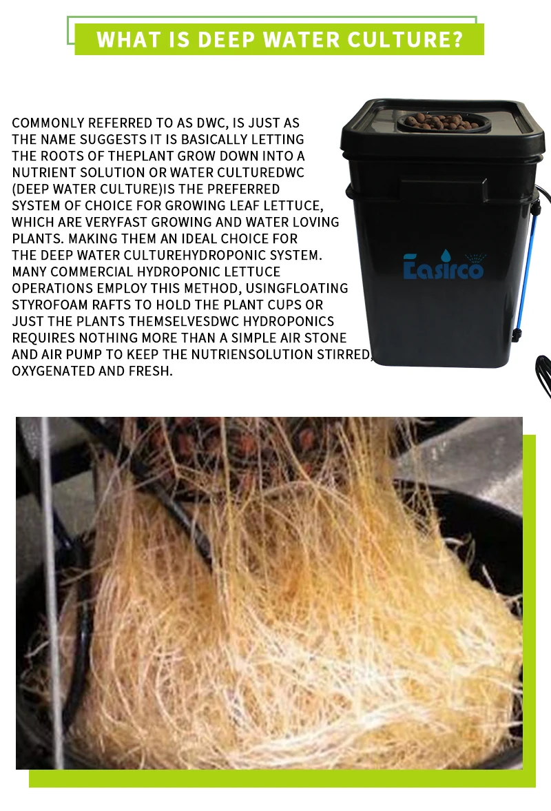 Full Complete 15l/20l Square Pot Dwc Hydroponic System Single Clone