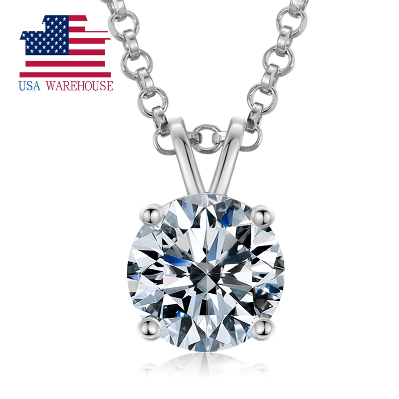 

Local US Stock Fine Jewelry Engagement Gift Gold Plated 925 Sterling Silver VVS Moissanite Diamond Pendant Necklace