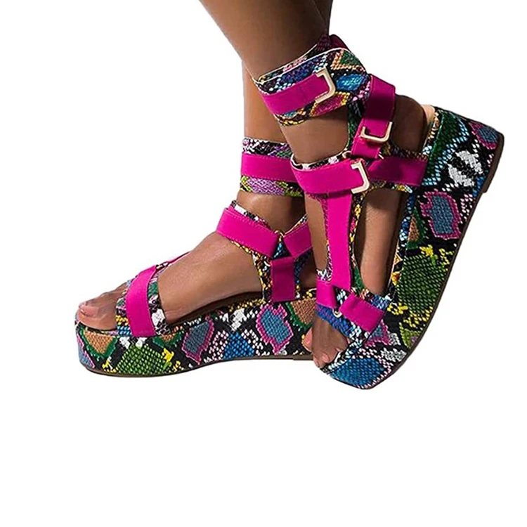 

hot sale new fashion trendy Big size women wedge sandals summer shoes for woman snake girl shoes, As photo