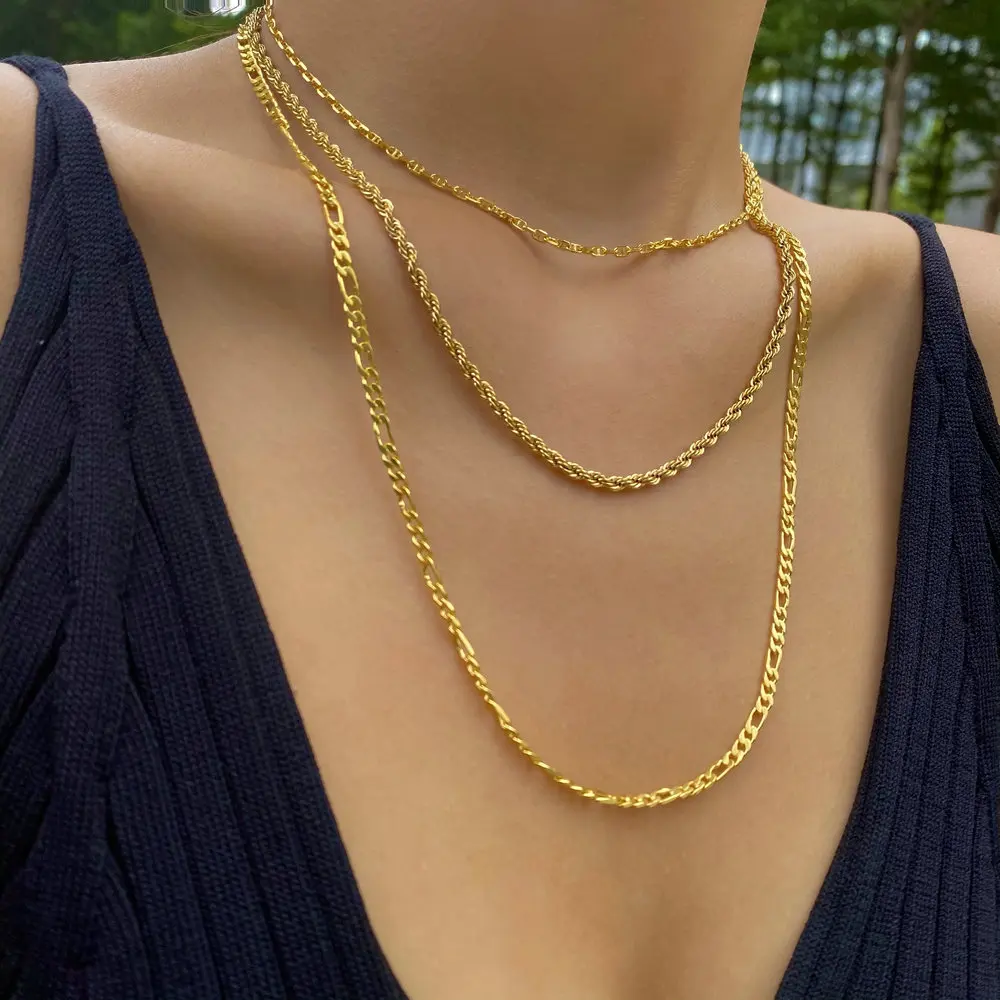 

Dylam Stacking Chain Link Multi Layer 925 Silver Necklace Herringbone Snake Chain Necklace 2021 Dainty Silver 18k Gold Necklace