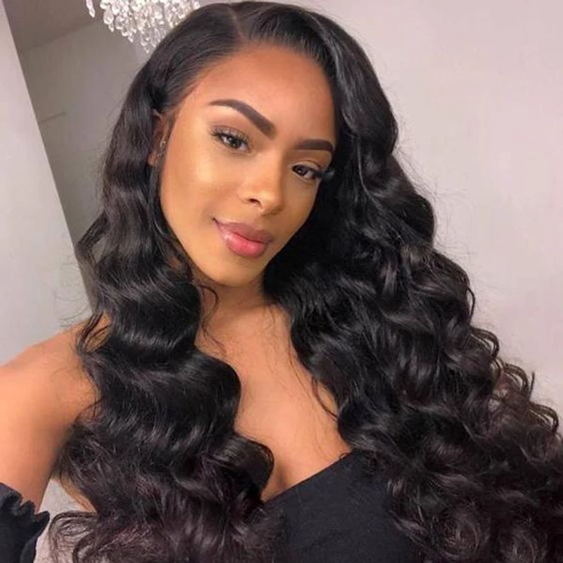 

Wigs for Women Full Lace Wig Loose Wave Human Hair Wigs with Baby Hair Pre-plucked Hairline Black Natural Color