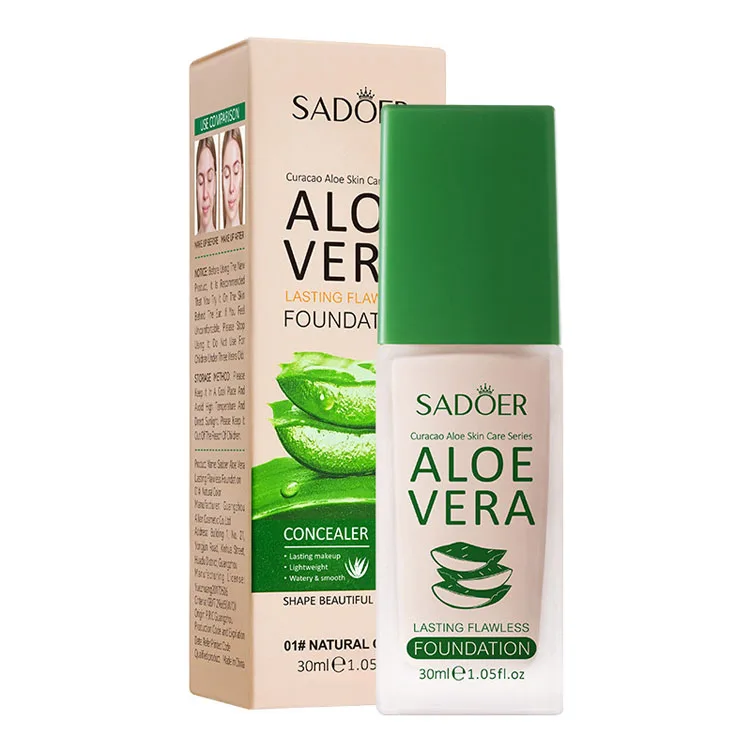 

Aloe Vera Natural Makeup Long Lasting Whitening Concealer Brightening Pore Removal Liquid Foundation Cream