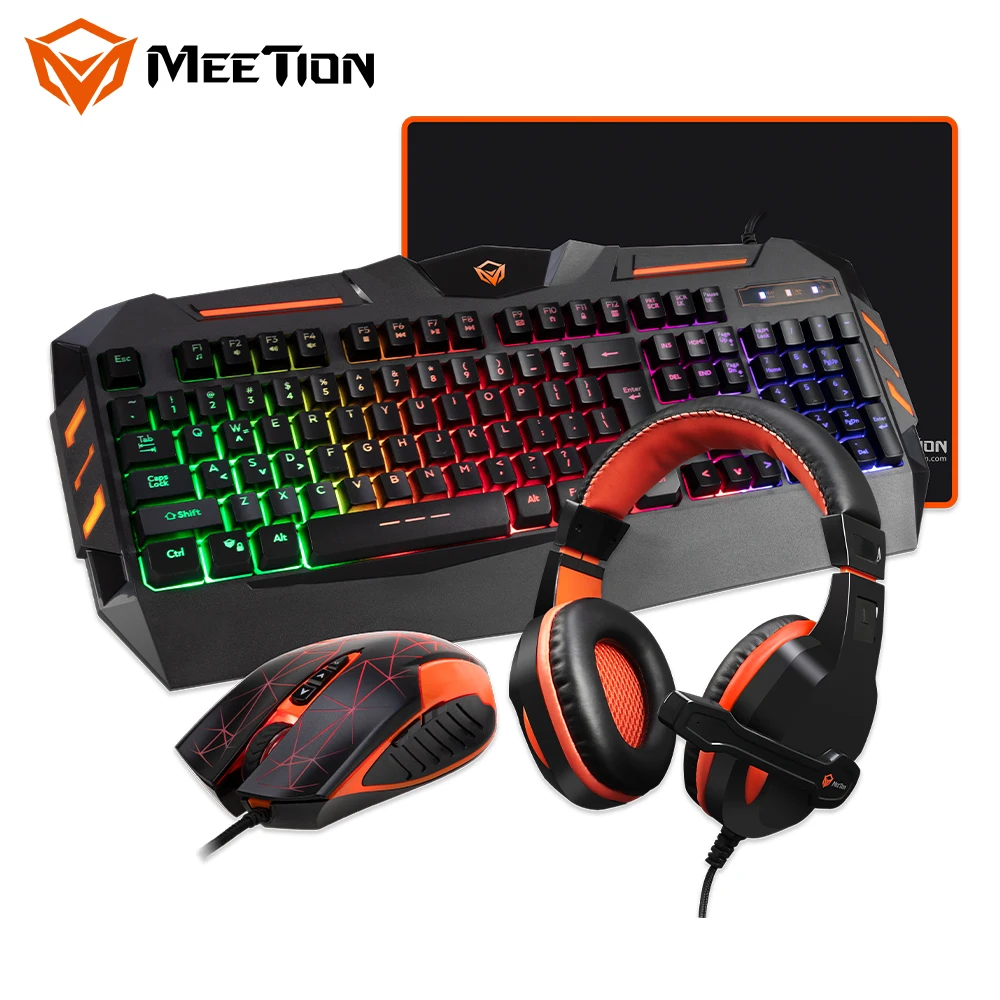 

MeeTion C500 Gaming Combo PC PS4 PS2 Pro Game Gamer Parts Set Office Mouse Headset Mat Keyboard and Mouse Bundle