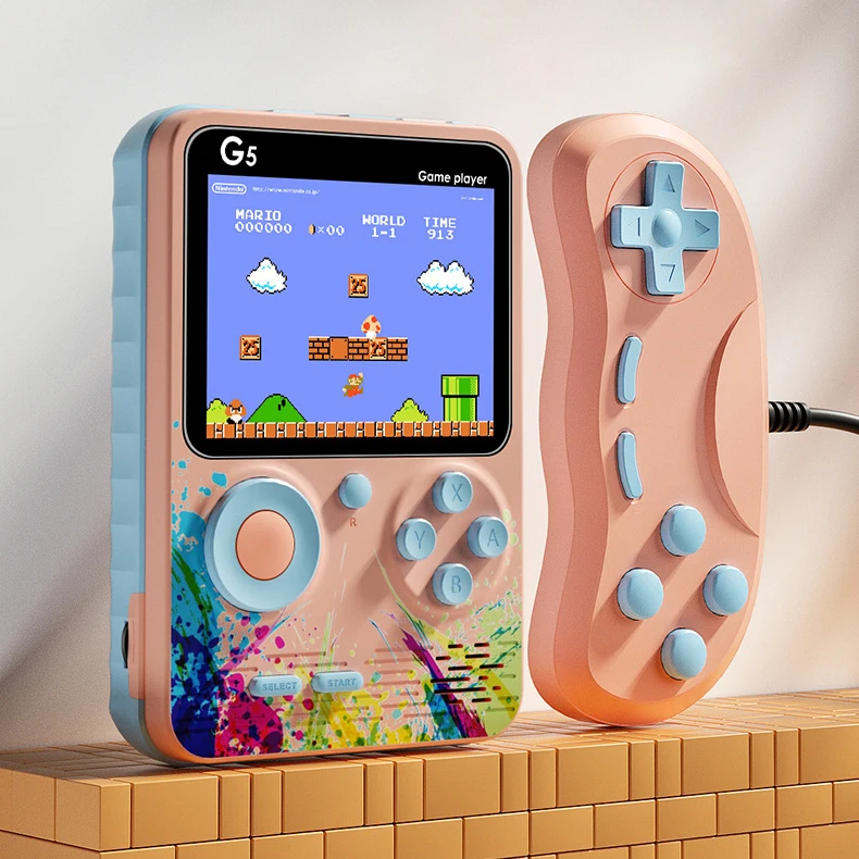 

2021 New Design Macaron Fashion 500 in 1 Retro Classic Vintage Portable Handheld TV Video Games Console Box With Controller