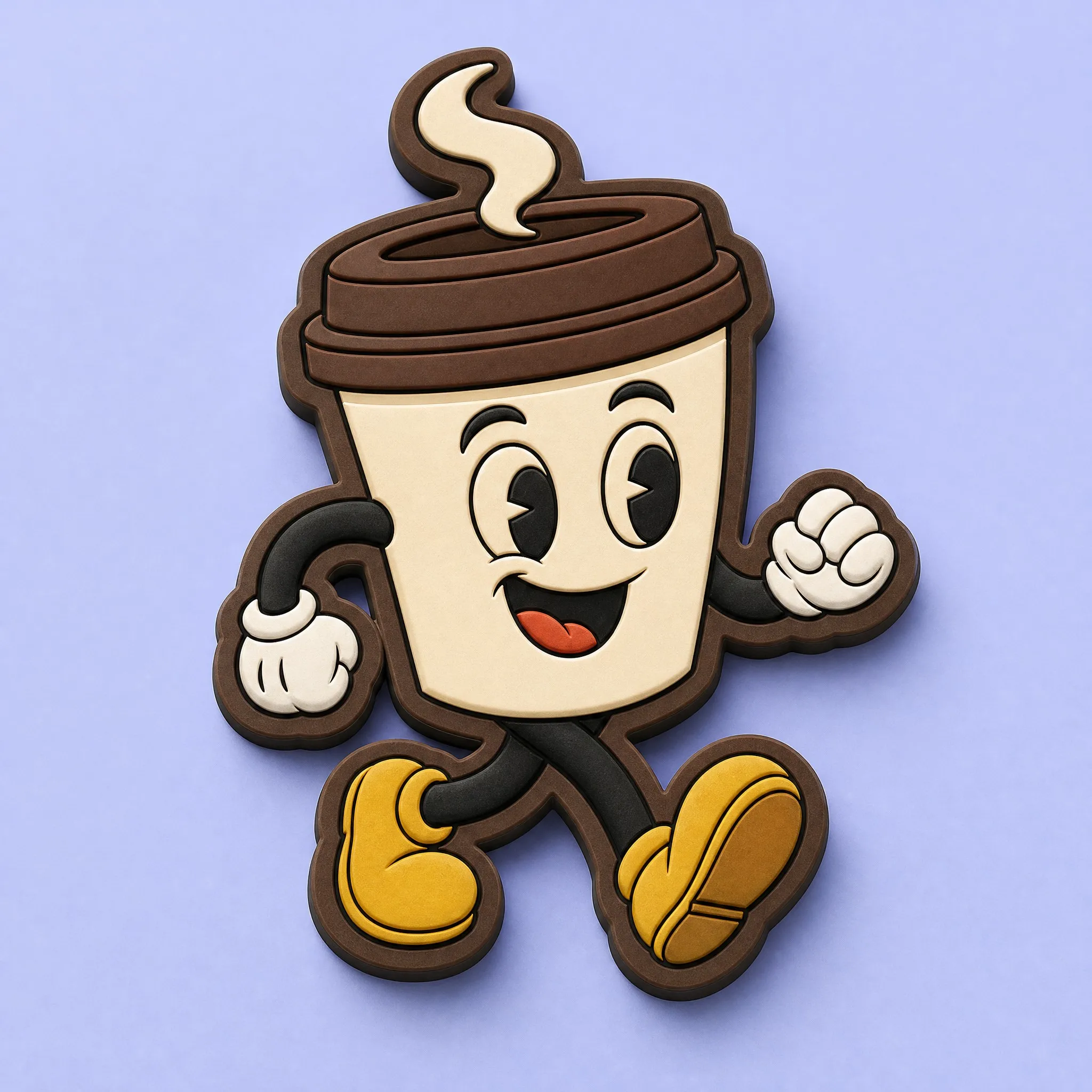 Vintage 1930s Rubber Hose Cartoon Coffee Cup Character 3D PVC Magnet
