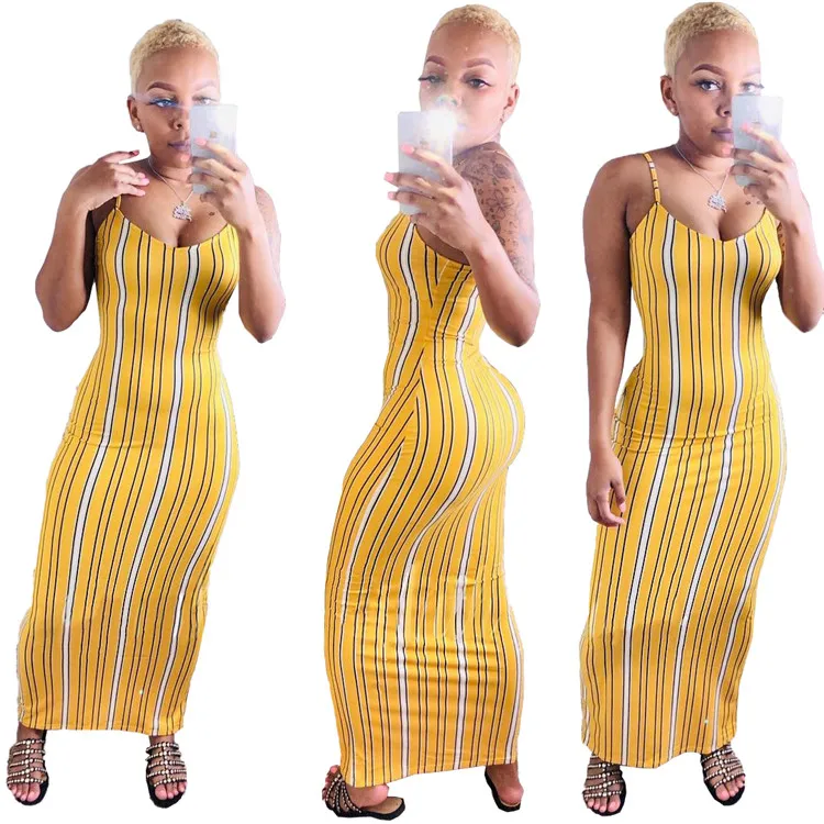 

New Style Designer Wrap Ladies Dresses Sexy Casual Striped Print Women Clothes Beach Party Club Wear Bohemia Women Long Dress, Shown