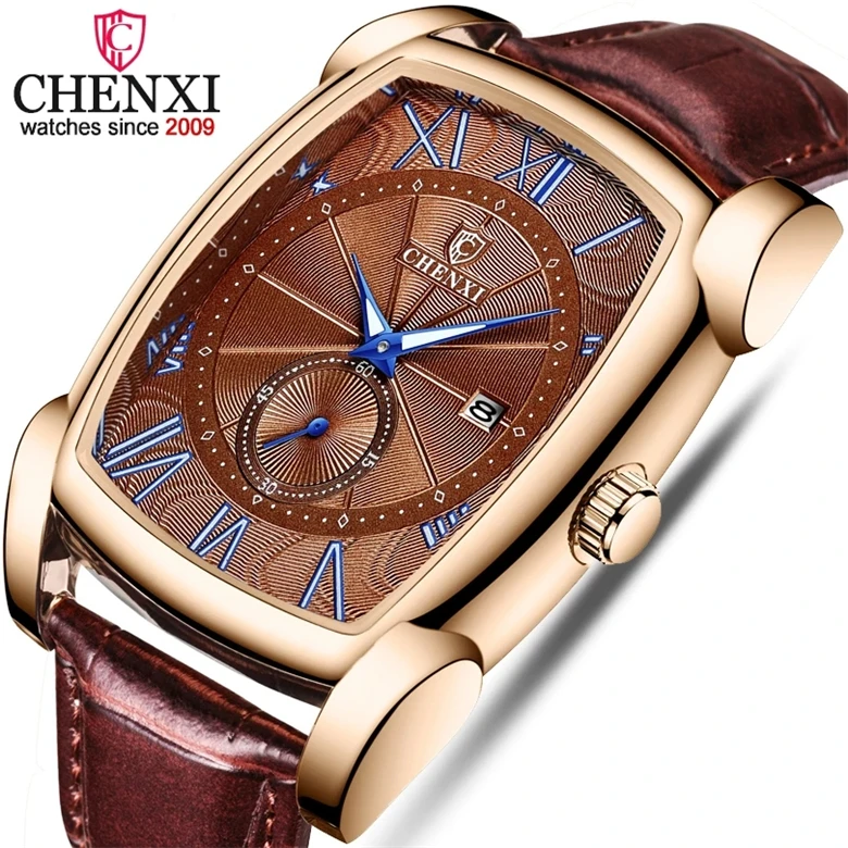 

CHENXI Brand Quartz Men Watches Men's Military Clock Relogio Masculino Brown Leather Wristwatches 2021 New Style Erkek Kol Saati