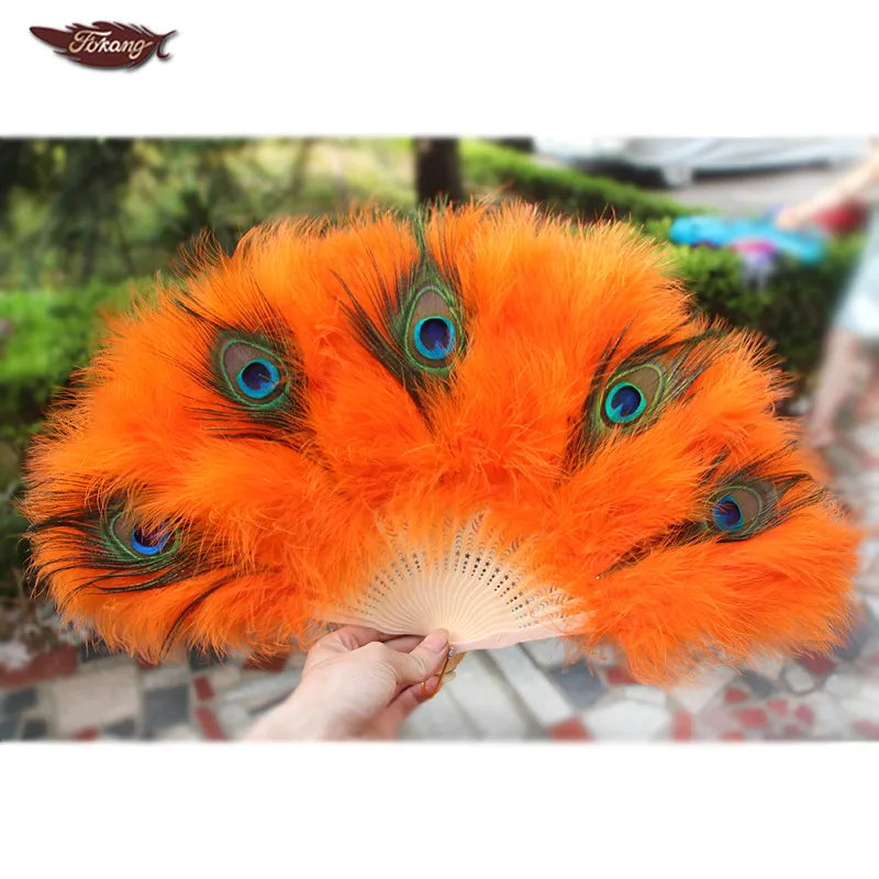 fk 黑色羽毛扇孔雀羽毛手扇为婚礼新娘手举行花束