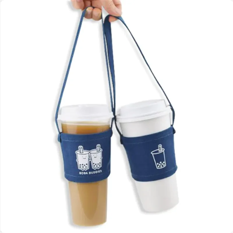 

YOUYUE Factory Direct Custom Eco-Friendly Portable Cheap Canvas Cotton Carrier Holder Sleeve For Milk Tea Coffee Beverage Cup, As picture or custom