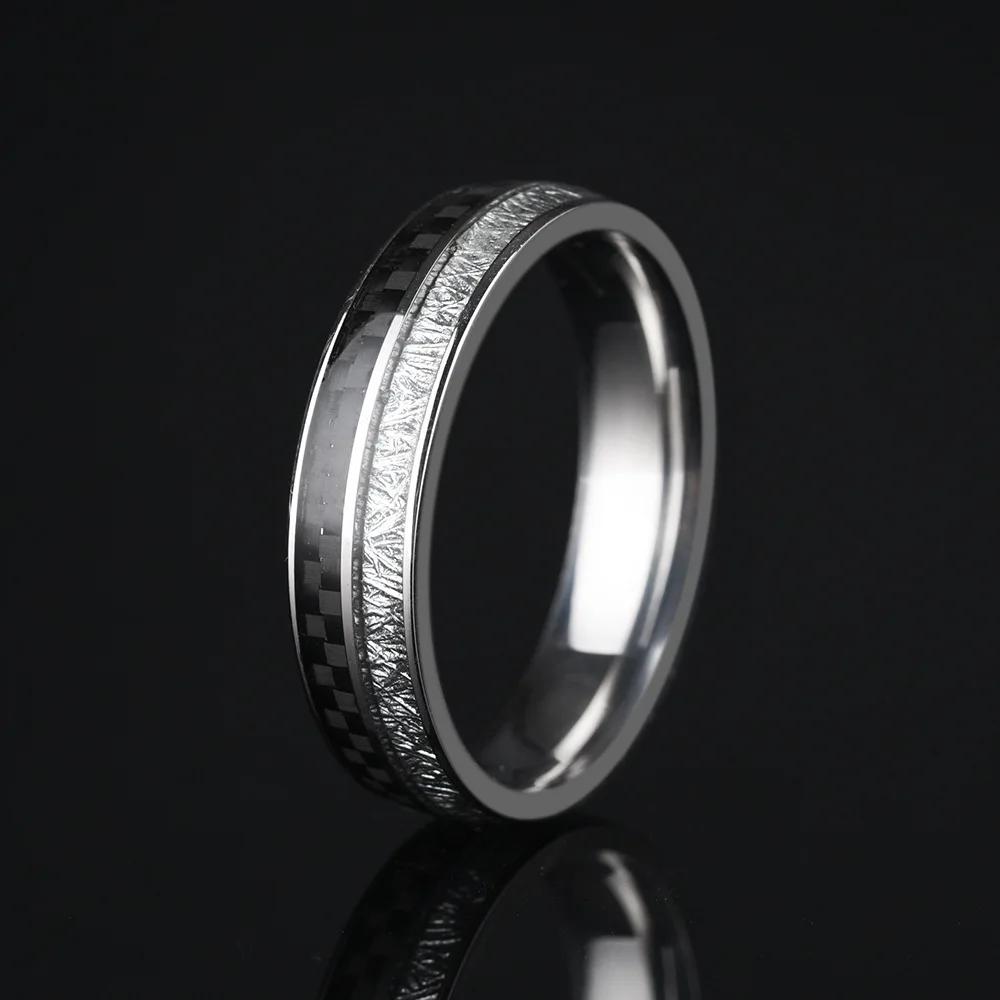 

ice silk foil men's 8mm stainless steel carbon fiber ring jewelry