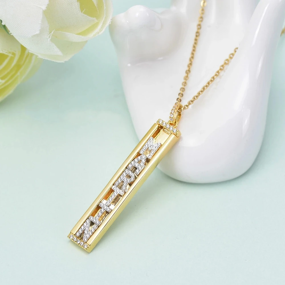 

2021 Sailing Jewelry Stainless Steel Customized Name Sliding Necklace Initial Letter Slider Bar Necklace