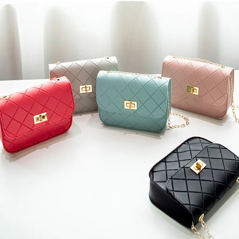 

Wholesale new fashion plain grid bags women handbags, 5colors