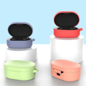 Clamshell Opening Anti-Shock Flexible Elastic Silicone Case with Anti-lost Hook Cover for Xiaomi Redmi Airdots Protective Case