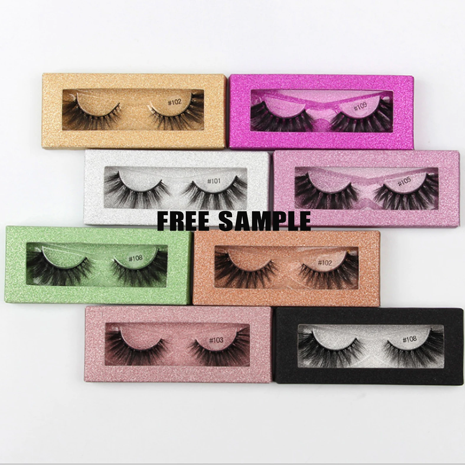 

Free sample custom fluffy eyelash packing 25mm private label silk false eyelashes, Black color