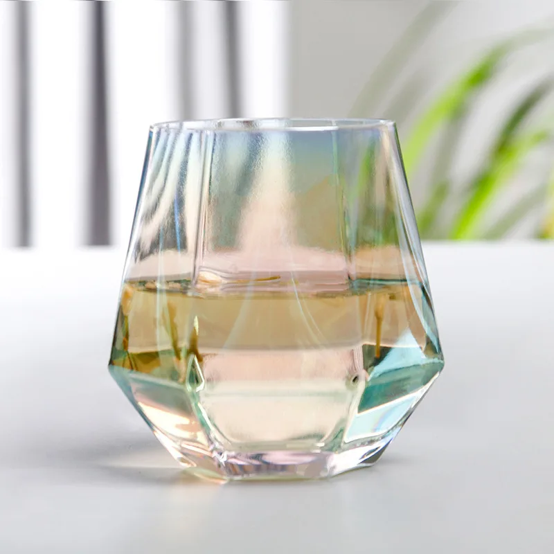 

Wholesale hexagonal transparent crystal gradient color whiskey glass