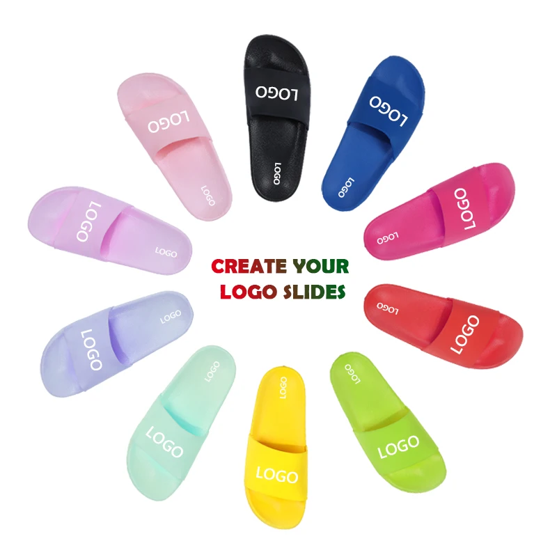 

Fast Production Time Big Size Customized Logo Unisex Custom Emboss Print Slippers Custom Slides, Customized color and logo