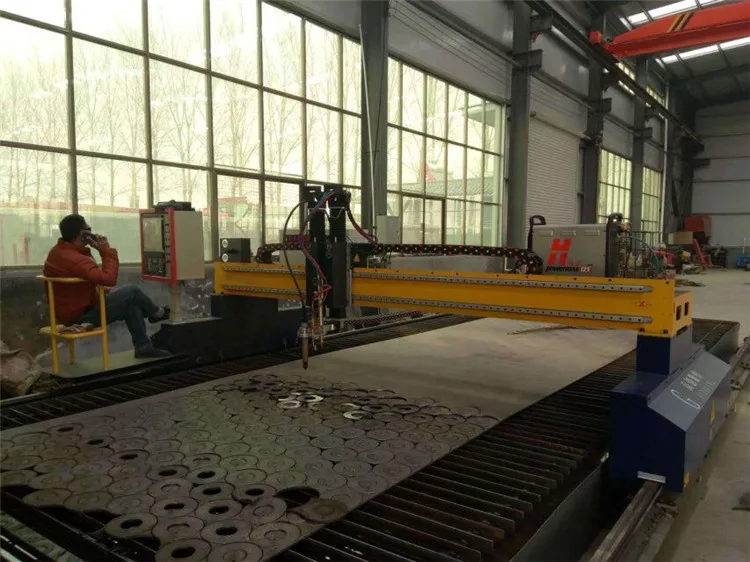 Gantry type CNC plasma flame cutter machine metal cutting machine huayuan power source glk200