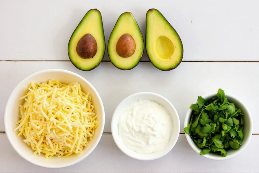 Variety of toppings for slow cooker turkey chili including avocado slices, sour cream, shredded cheese, and fresh cilantro
