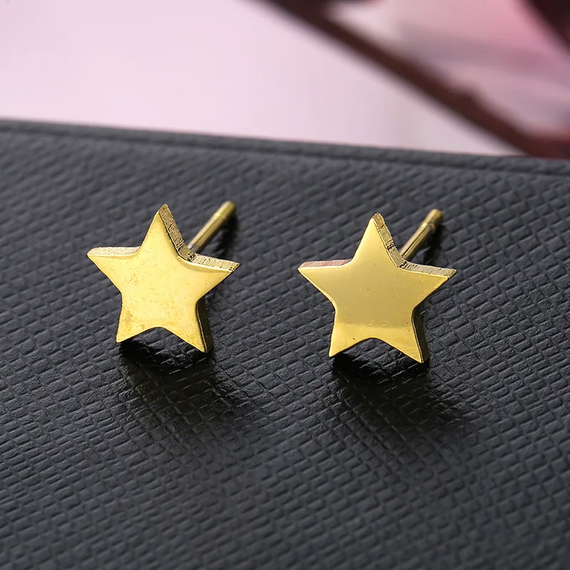 

dainty adorable stainless steel star stud earrings for everyday wear