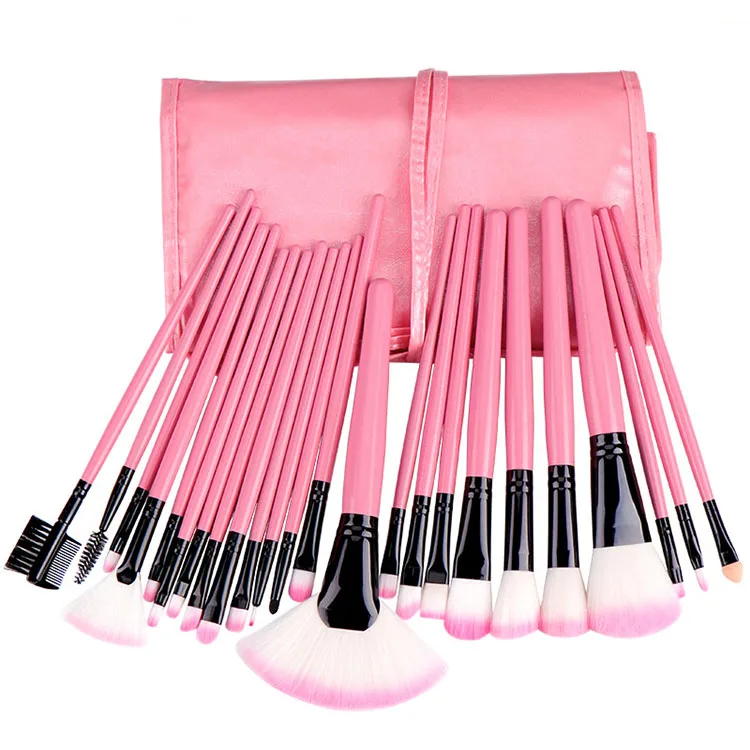 

Wholesale Plastic Handle Makeup Brushes Professional Synthetic Hair Custom Logo Private Label 24PCS Makeup Brush Set With PU Bag