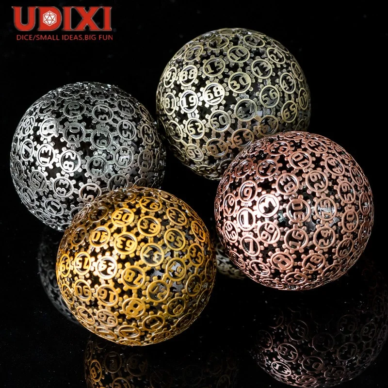 

Udixi Hollow Gear Metal D100 100 sides Spherical Dice Gambling Casino Dice, 4 color