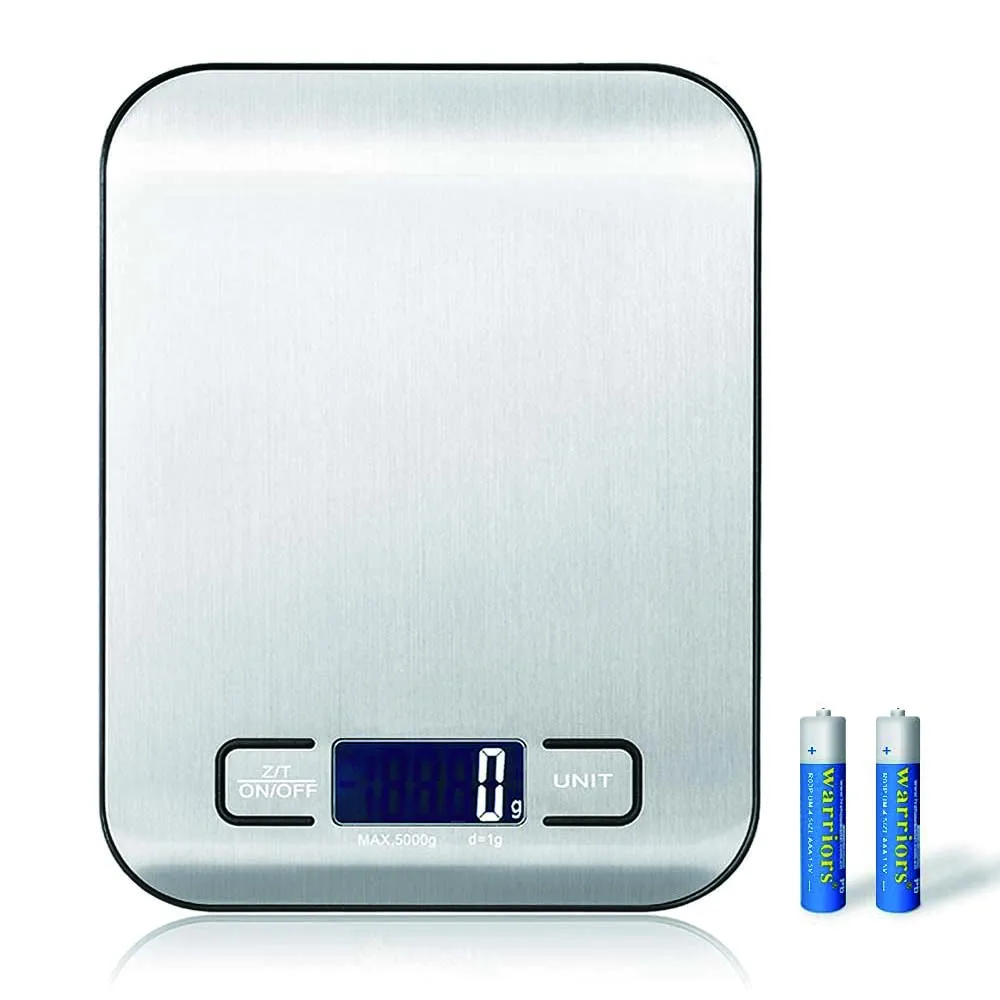 

stainless steel Waterproofing 5KG electronic food weighing scale digital kitchen scale, Silver