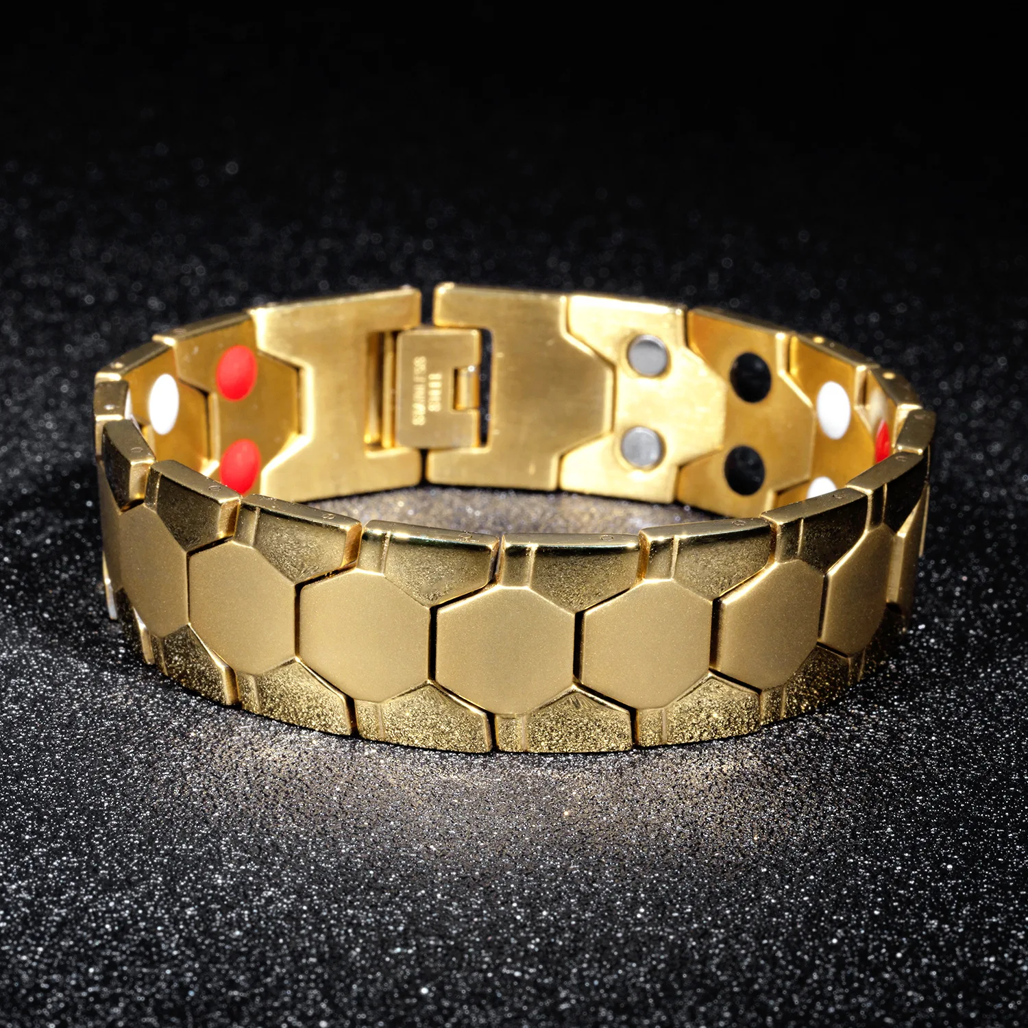 

Hollow widened mud diamond bracelet, multi-diamond starry buckle titanium steel bracelet, real gold three-layer electroplating Z, 3 colors available