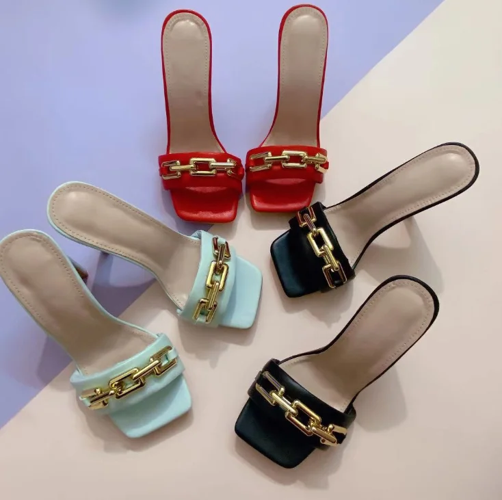 

PL0127 2021 big size women's slippers high heel shoes