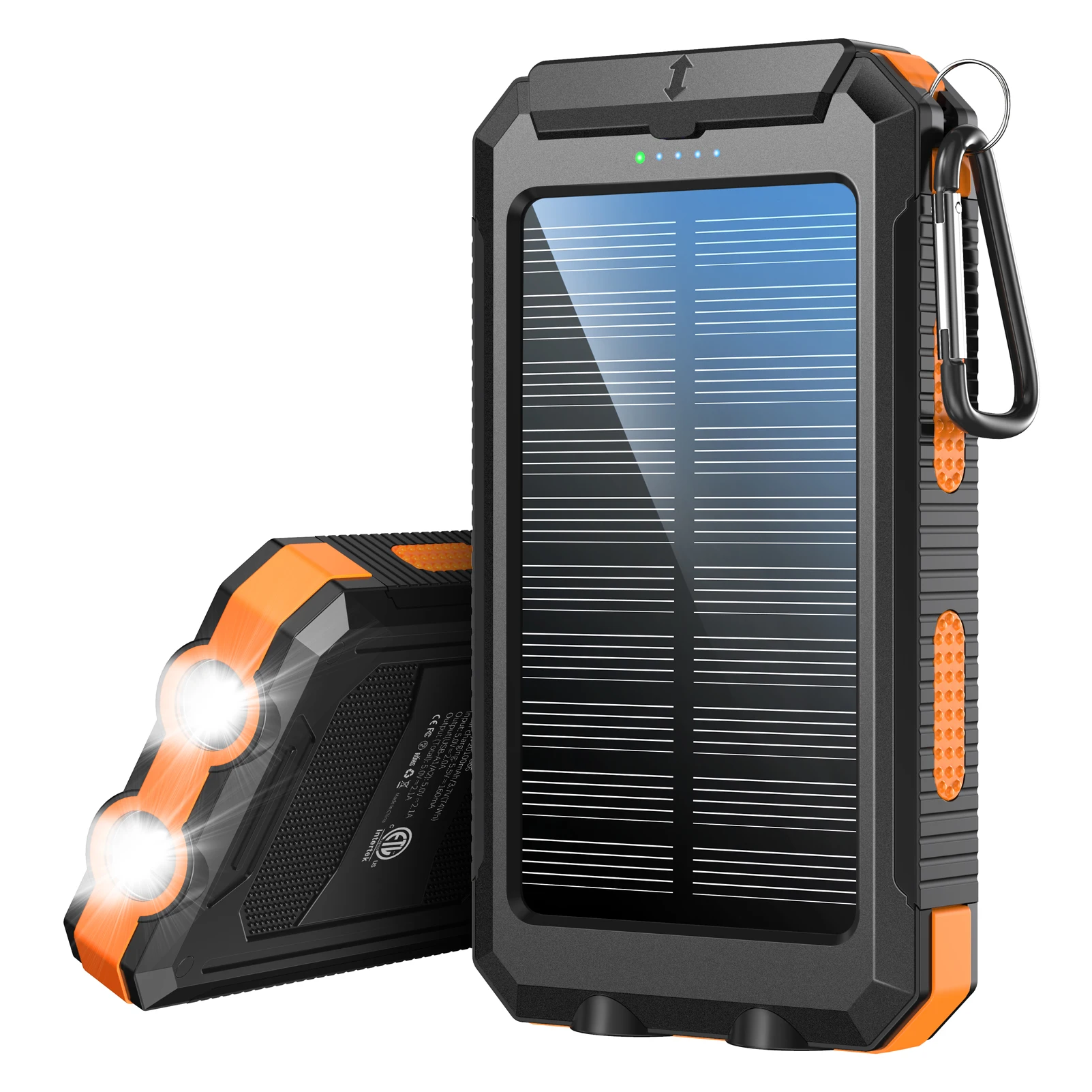 

Travel Waterproof Slim Solar Power Bank 15000 mAh Dual USB Portable Solar Charger