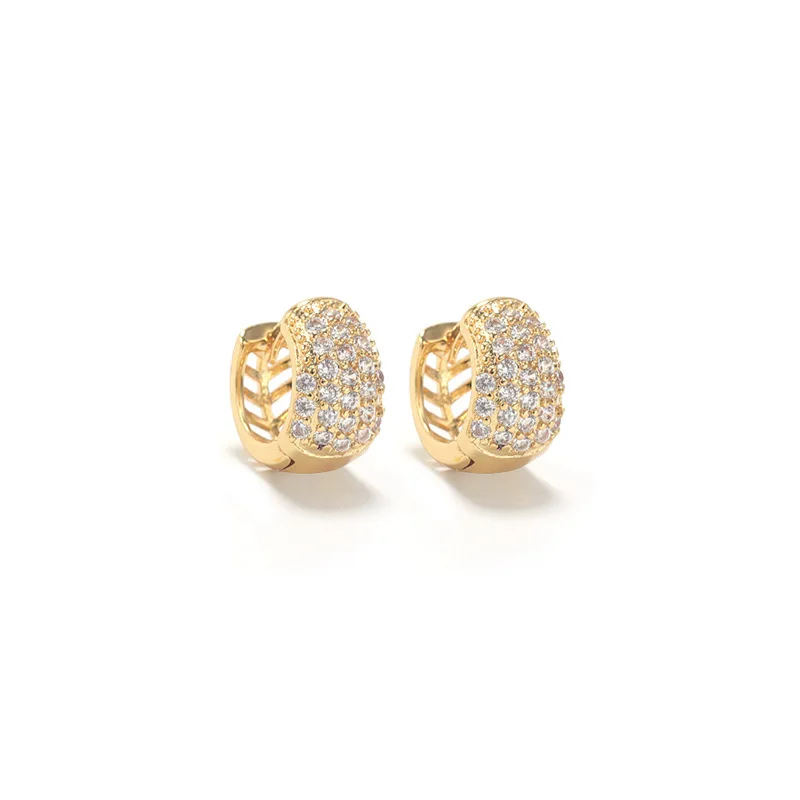 

18k gold plated jewelry zirconia paved earrings hoops