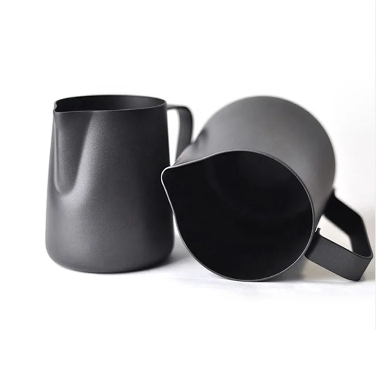 

Mini Stainless Steel Coffee Latte Frothing Jug Steamed Frother Black Coated Dairy Milk Jugs