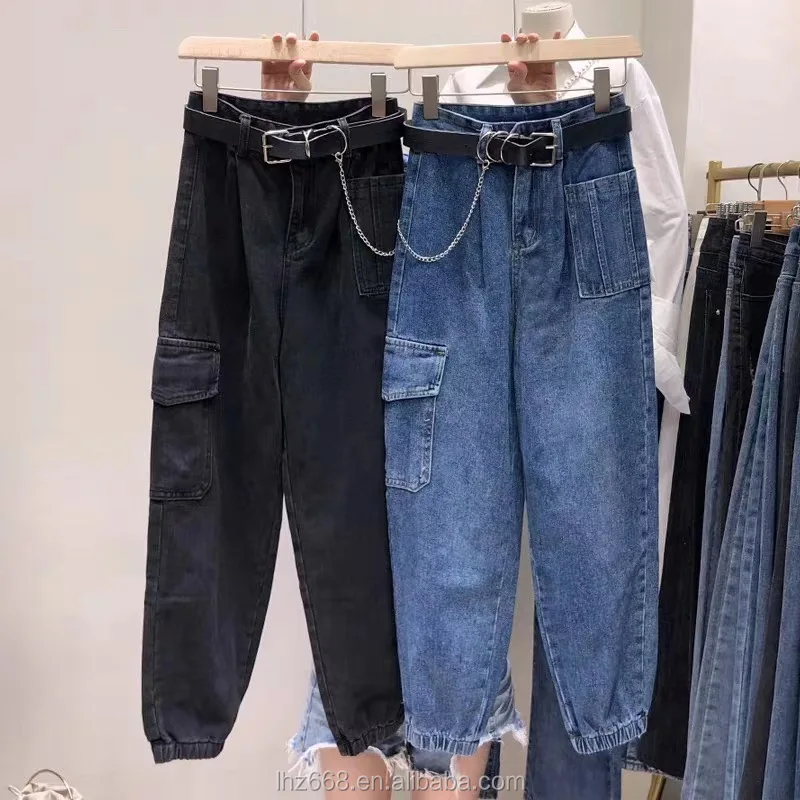 

Women high-waist slim jeans 2021 Korea styles Ladies jeans denim