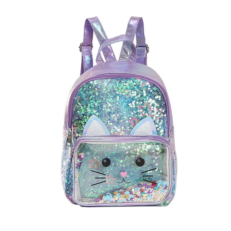 

Girls mini backpack cute backpack for teen girls kids glitter cat pattern