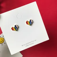 

SH093 Lovely rainbow irregular Simple contrast Love red earrings for girls