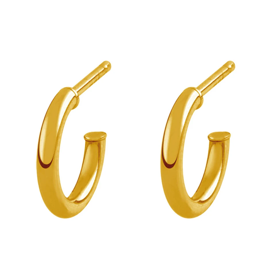 

Silver Earrings Manufacturer 925 Sterling Silver Gold Plated Simple Hoop Earrings