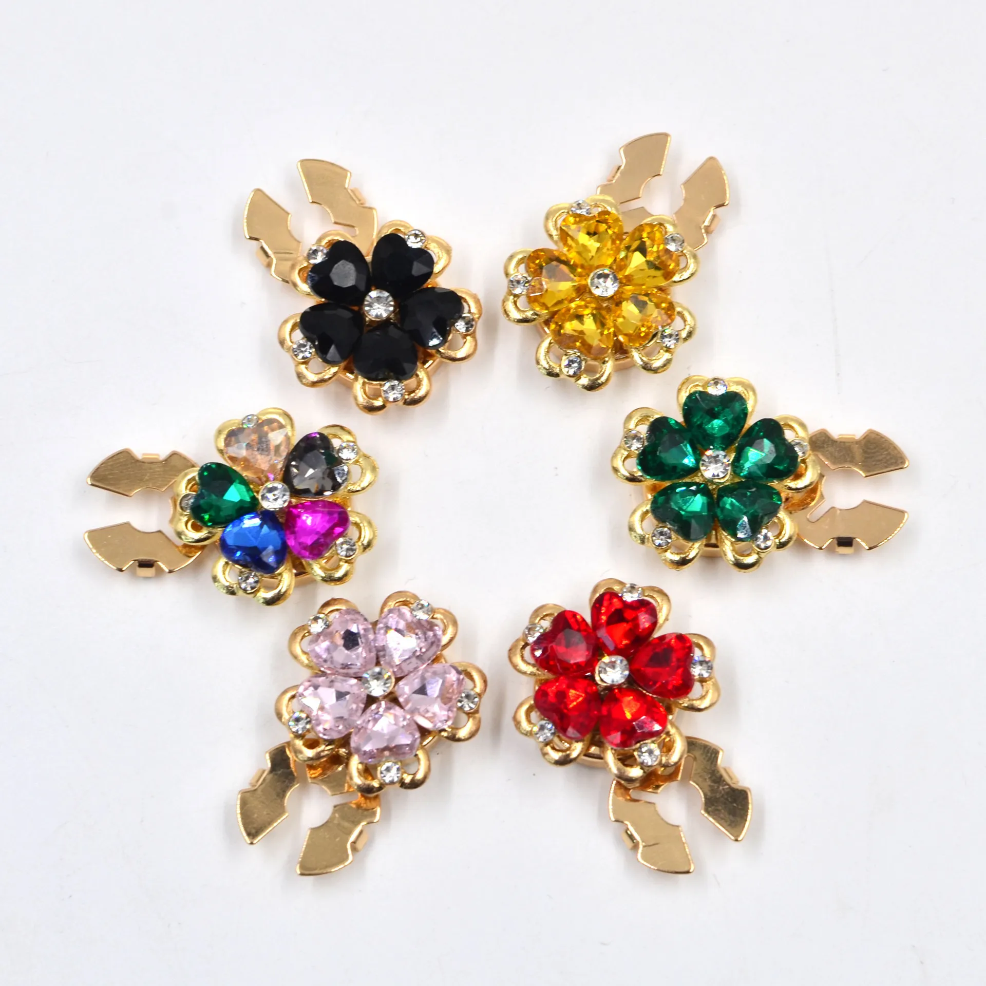 JFRB094 Flower Rhinestone Clothes Brass Button Cover Cufflinks Silicone Rubber Push Start Button Covers For Women Shirts