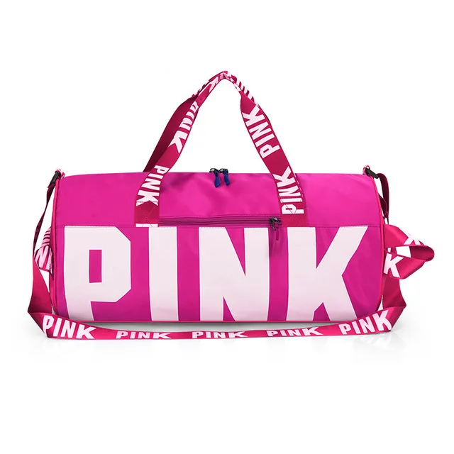 

Wholesale 2021 hot sale fashion women PINK duffle bag Custom logo men gym bag large capacity Polyester Waterproof travel bag, 14 color available