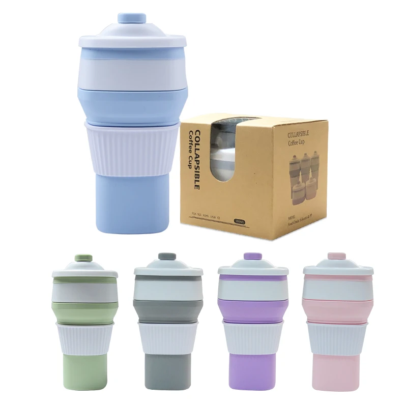 

100% Food Grade Silicone Leakproof Folding Coffee Cup, Customized color