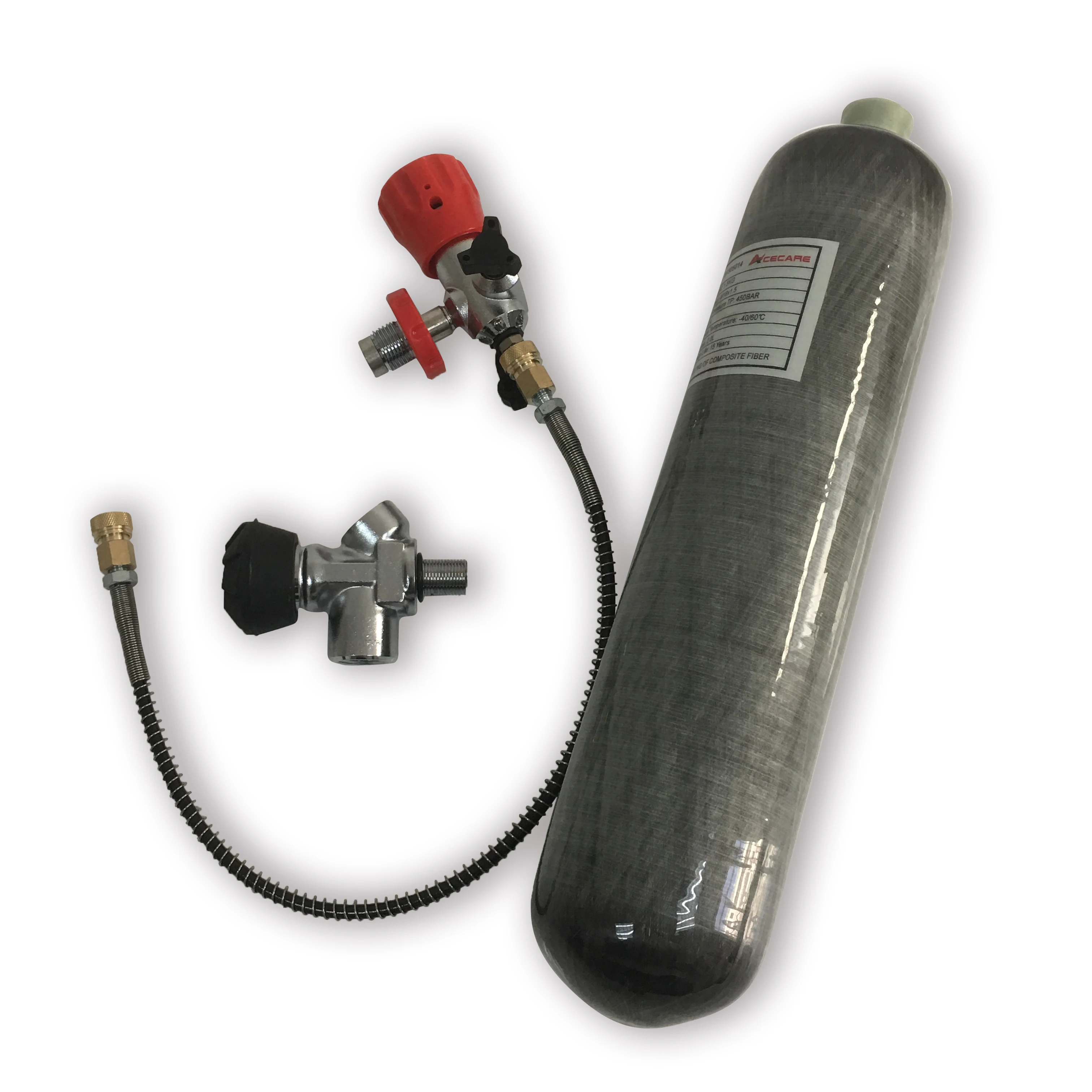 

Pcp portable 2L 300Bar 4500psi cylinder with valve and filling station, Gray