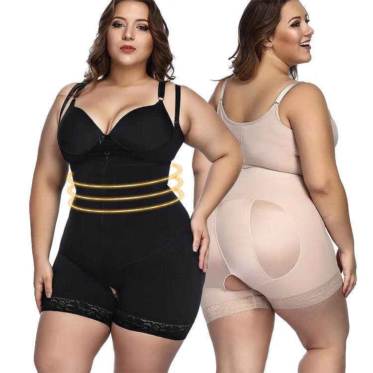 

Latest Design Elastic Nude Boyleg Body Shaper Adjustable Straps Fat Burning Plus Size Shapewear For Women