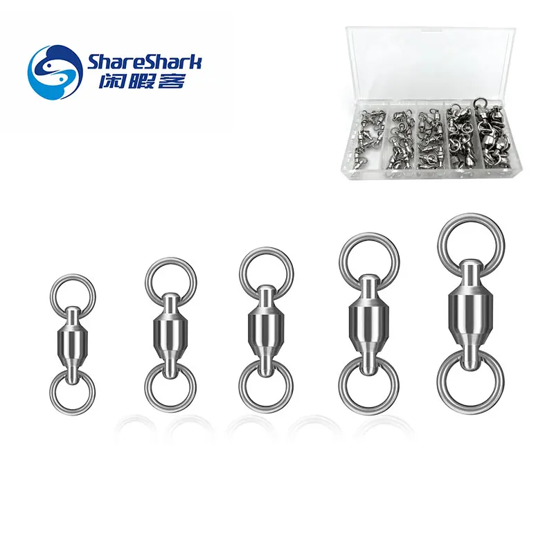 

Ball Bearing Swivels Connector High Strength Stainless Steel Solid Welded Rings Barrel Swivels Saltwater Freshwater Fishing