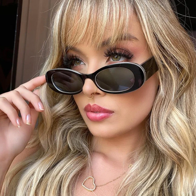 

Manufacturers Small Vintage Oval Sun Glasses Women Fashion Black Sunglasses 2021 Shades, As pictures or customized color