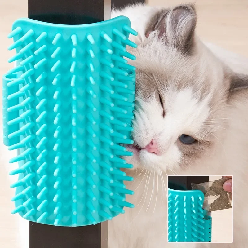 

Cat Desk Corner Comb Kitten Scrubbing Cat Hair Remover Brush with Straps Pet Dog Cleaning Cats Scratcher Pet Grooming Brush