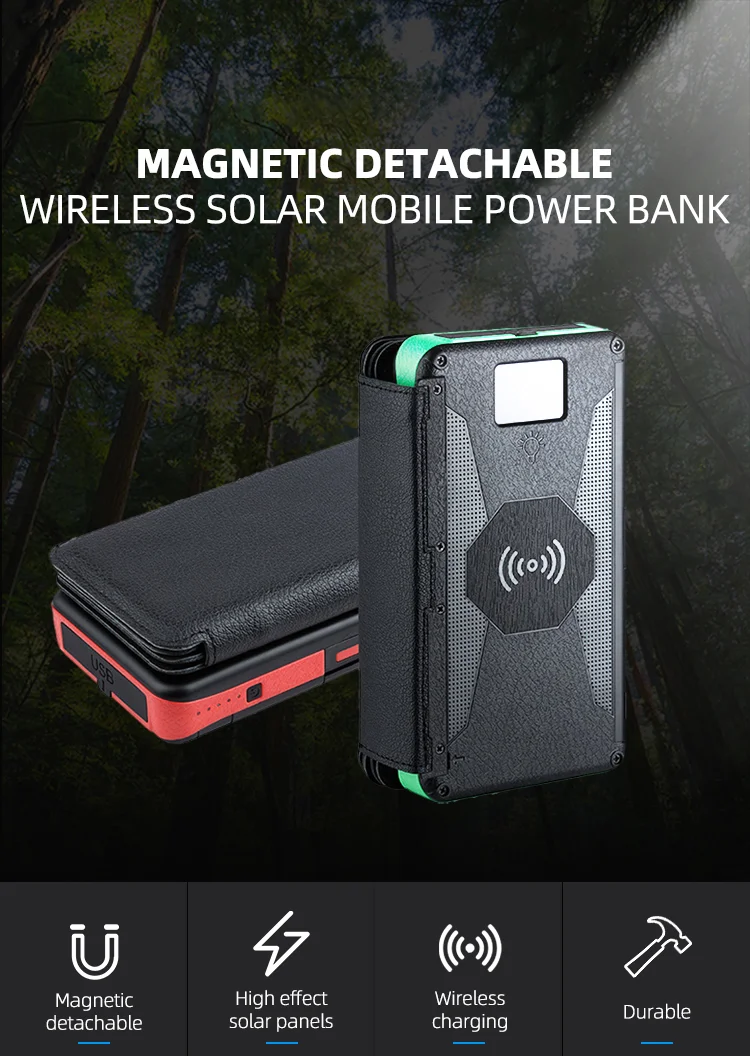 OEM Flashlight Solar Charger Portable QC3.0 PD Type C Fast 4 USB 10000mAh 20000mAh Power Bank for Outdoors Camping - ANKUX.COM