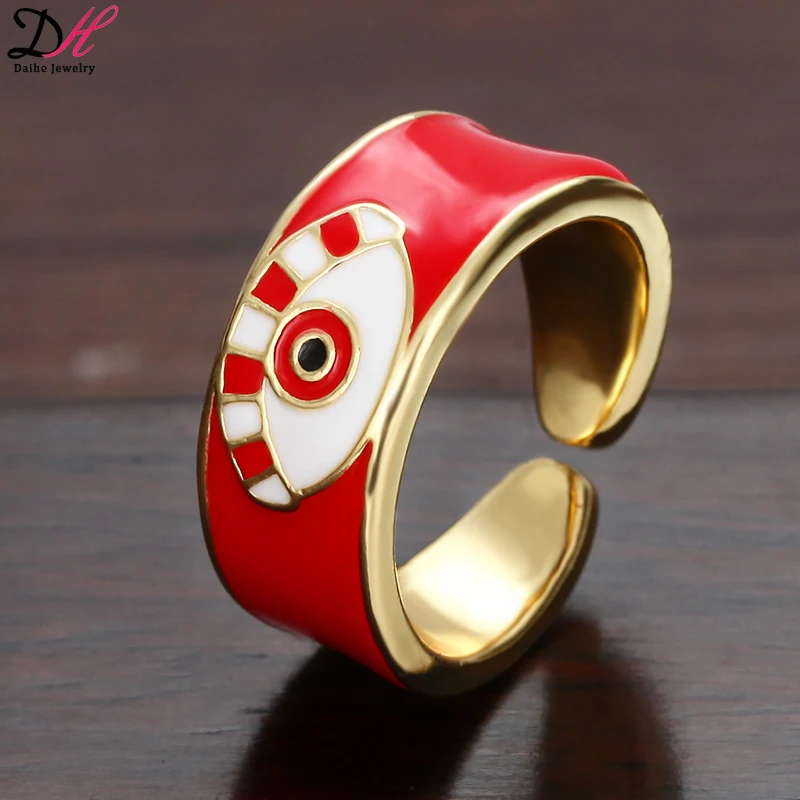 

Colourful Eye Gold Women Copper Ring Adjustable Fashion Personality Rings Minimalist Women Rings Wholesale El Anillo Del Ojo, Picture