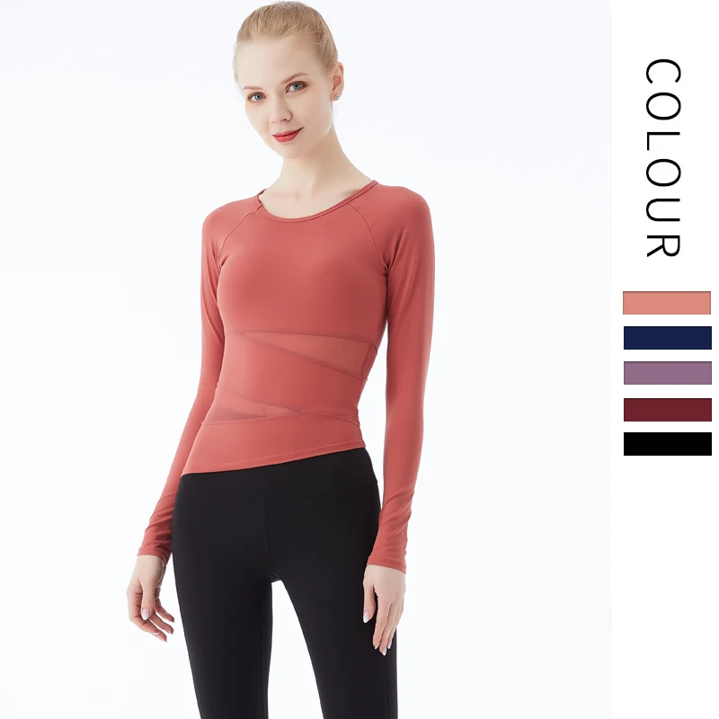 

Women's new sports yoga top women's long sleeve running sports fitness wear, Picture shows